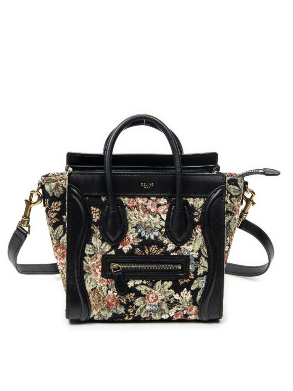 Celine Nano Luggage Black Print Embroidery Canvas